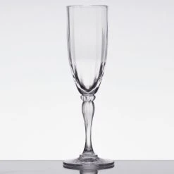 GET Enterprises GET SW-1420-1-SAN-CL 6 Oz. Customizable SAN Plastic Fluted Champagne Flute - 24/Case 4 GET Enterprises GET SW-1420-1-SAN-CL 6 Oz. Customizable SAN Plastic Fluted Champagne Flute - 24/Case -Acopa shop 1199760