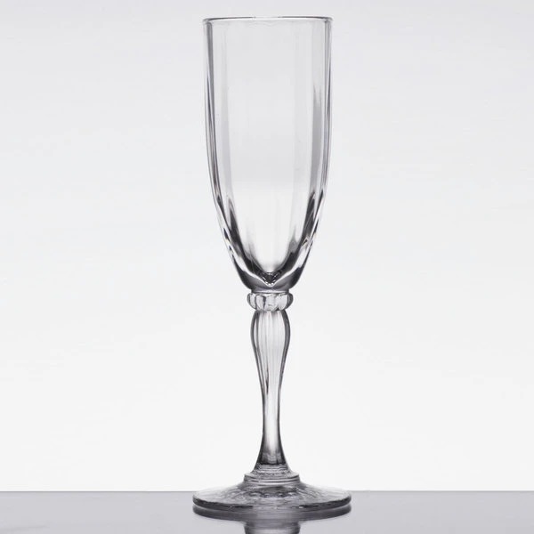 GET Enterprises GET SW-1420-1-SAN-CL 6 Oz. Customizable SAN Plastic Fluted Champagne Flute - 24/Case 2 GET Enterprises GET SW-1420-1-SAN-CL 6 Oz. Customizable SAN Plastic Fluted Champagne Flute - 24/Case - Image 2