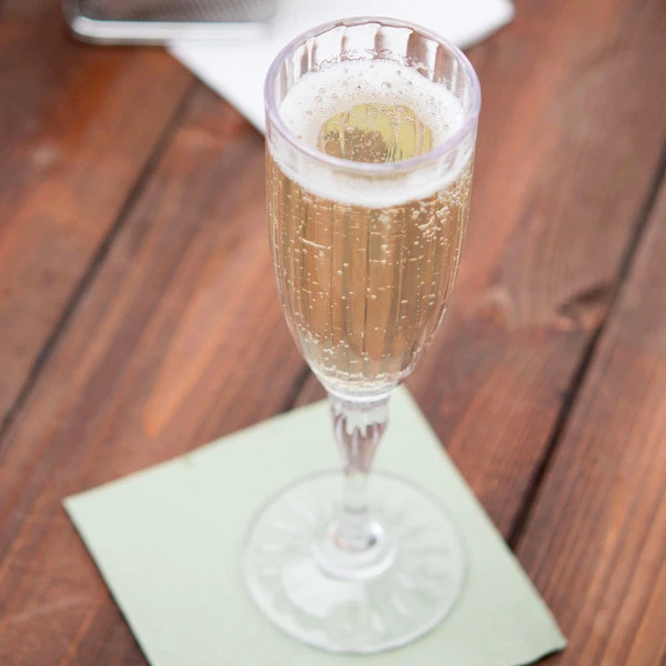 GET Enterprises GET SW-1420-1-SAN-CL 6 Oz. Customizable SAN Plastic Fluted Champagne Flute - 24/Case 3 GET Enterprises GET SW-1420-1-SAN-CL 6 Oz. Customizable SAN Plastic Fluted Champagne Flute - 24/Case - Image 3