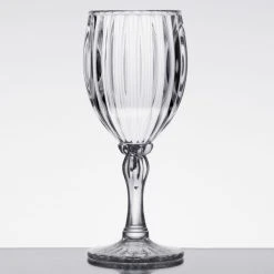 GET Enterprises GET SW-1422-1-SAN-CL 8 Oz. Customizable SAN Plastic Fluted Wine Glass - 24/Case 4 GET Enterprises GET SW-1422-1-SAN-CL 8 Oz. Customizable SAN Plastic Fluted Wine Glass - 24/Case -Acopa shop 1199801