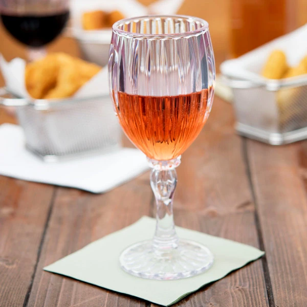 GET Enterprises GET SW-1422-1-SAN-CL 8 Oz. Customizable SAN Plastic Fluted Wine Glass - 24/Case 1 GET Enterprises GET SW-1422-1-SAN-CL 8 Oz. Customizable SAN Plastic Fluted Wine Glass - 24/Case