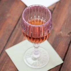 GET Enterprises GET SW-1422-1-SAN-CL 8 Oz. Customizable SAN Plastic Fluted Wine Glass - 24/Case 5 GET Enterprises GET SW-1422-1-SAN-CL 8 Oz. Customizable SAN Plastic Fluted Wine Glass - 24/Case -Acopa shop 1199807