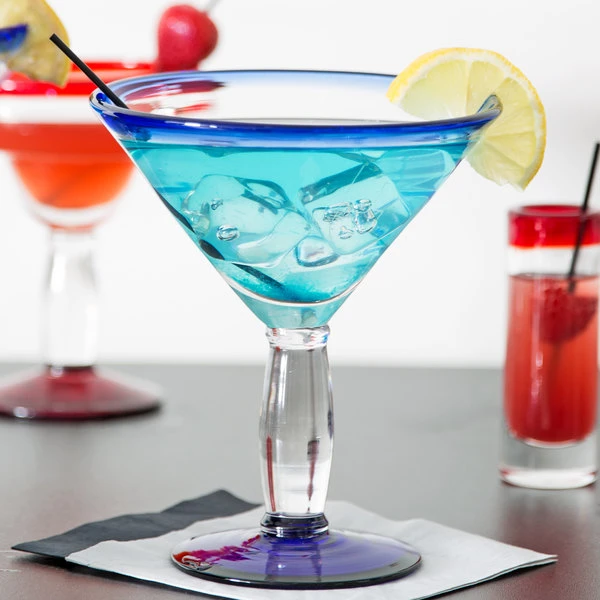 Libbey 92306 Aruba 15 Oz. Customizable Martini Glass With Cobalt Blue Rim And Base - 12/Case 1 Libbey 92306 Aruba 15 Oz. Customizable Martini Glass With Cobalt Blue Rim And Base - 12/Case