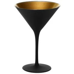 Alternative view of Stolzle 1400025T/2492 Glisten 8.5 Oz. Matte Black/Gold Martini Glass - 6/Case