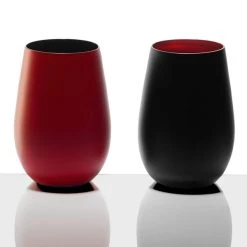 Stolzle 3520012T/2463 Glisten 16.5 Oz. Matte Red/Black Stemless Wine Glass / Tumbler - 6/Case -Acopa shop 1785525