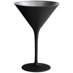 Alternative view of Stolzle 1400025T/2493 Glisten 8.5 Oz. Matte Black/Silver Martini Glass - 6/Case