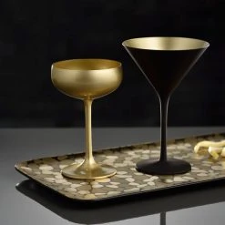 Stolzle 2730008T/2583 Glisten 8 Oz. Gold Coupe Glass - 6/Case -Acopa shop 1810660