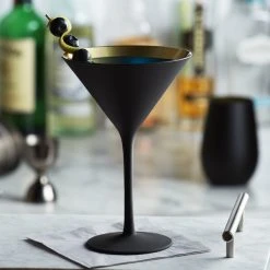 Stolzle 1400025T/2492 Glisten 8.5 Oz. Matte Black/Gold Martini Glass - 6/Case
