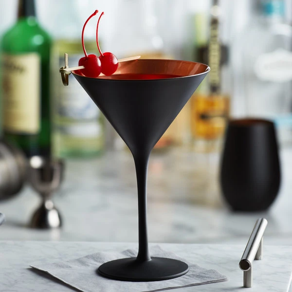 Stolzle 1400025T/2494 Glisten 8.5 Oz. Matte Black/Copper Martini Glass - 6/Case 1 Stolzle 1400025T/2494 Glisten 8.5 Oz. Matte Black/Copper Martini Glass - 6/Case