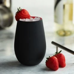Stolzle 3520012T/2461 Glisten 16.5 Oz. Matte Black/Red Stemless Wine Glass / Tumbler - 6/Case