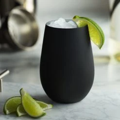 Stolzle 3520012T/2493 Glisten 16.5 Oz. Matte Black/Silver Stemless Wine Glass / Tumbler - 6/Case