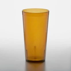 GET Enterprises GET 6632-1-A 32 Oz. Amber Customizable SAN Plastic Tall Pebbled Tumbler - 48/Case -Acopa shop 1853067