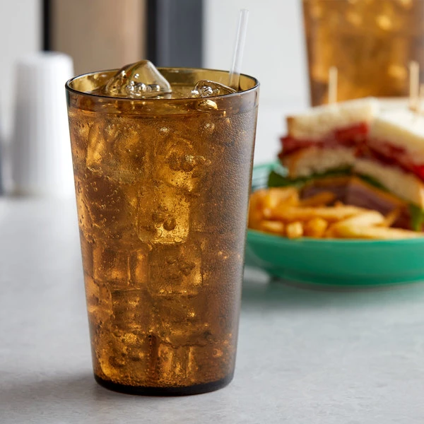 GET Enterprises GET 5032-1-A 32 Oz. Amber Customizable SAN Plastic Pebbled Tumbler - 48/Case 1 GET Enterprises GET 5032-1-A 32 Oz. Amber Customizable SAN Plastic Pebbled Tumbler - 48/Case