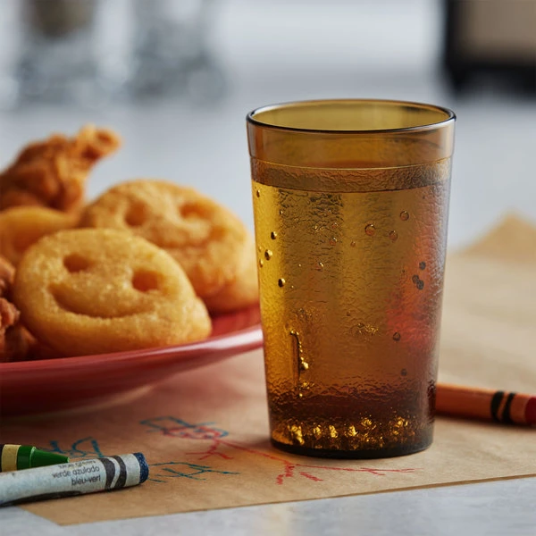 GET Enterprises GET 6605-1-A 5 Oz. Amber Customizable SAN Plastic Pebbled Tumbler - 72/Case 1 GET Enterprises GET 6605-1-A 5 Oz. Amber Customizable SAN Plastic Pebbled Tumbler - 72/Case