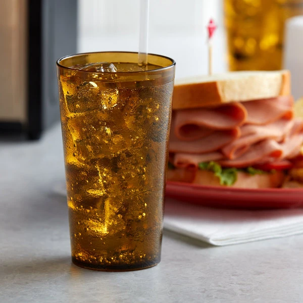 GET Enterprises GET 6612-1-A 12 Oz. Amber Customizable SAN Plastic Pebbled Tumbler - 72/Case 1 GET Enterprises GET 6612-1-A 12 Oz. Amber Customizable SAN Plastic Pebbled Tumbler - 72/Case