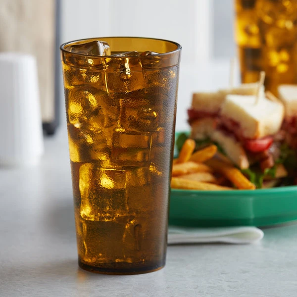 GET Enterprises GET 6620-1-A 20 Oz. Amber Customizable SAN Plastic Pebbled Tumbler - 72/Case 1 GET Enterprises GET 6620-1-A 20 Oz. Amber Customizable SAN Plastic Pebbled Tumbler - 72/Case