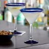 Acopa Tropic 15 Oz. Martini Glass With Blue Rim And Base - 12/Case