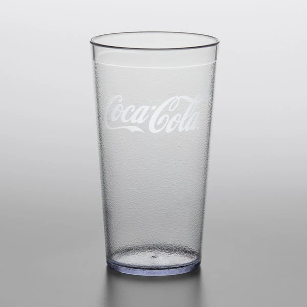 GET Enterprises GET 6616-CC 16 Oz. Clear Coca-Cola® SAN Plastic Pebbled Tumbler - 24/Pack 2 GET Enterprises GET 6616-CC 16 Oz. Clear Coca-Cola® SAN Plastic Pebbled Tumbler - 24/Pack - Image 2