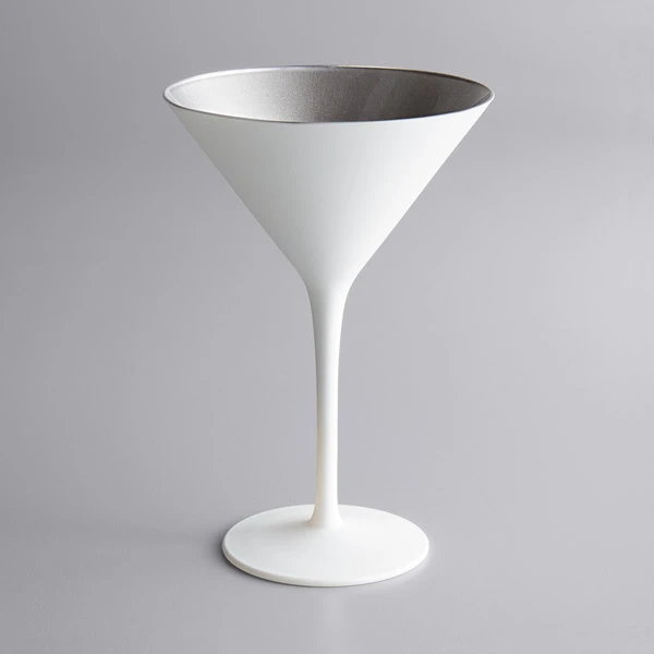 Stolzle 1400025T/2487 Glisten 8.5 Oz. Matte White/Silver Martini Glass - 6/Case 1 Stolzle 1400025T/2487 Glisten 8.5 Oz. Matte White/Silver Martini Glass - 6/Case
