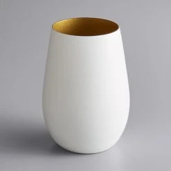 Stolzle 3520012T/2486 Glisten 16.5 Oz. Matte White/Gold Stemless Wine Glass / Tumbler - 6/Case