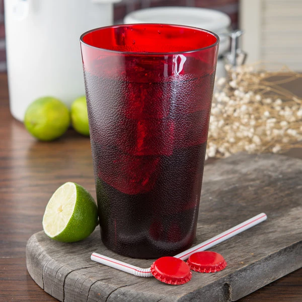 Carlisle 523210 Stackable 32 Oz. Ruby SAN Plastic Tall Tumbler - 3/Pack
