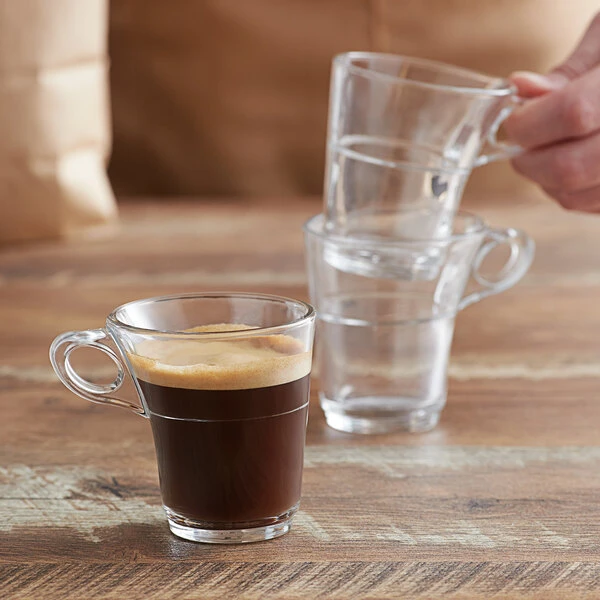 Duralex 4026AR06 Caprice 3.125 Oz. Stackable Glass Espresso Mug - 6/Pack 1 Duralex 4026AR06 Caprice 3.125 Oz. Stackable Glass Espresso Mug - 6/Pack
