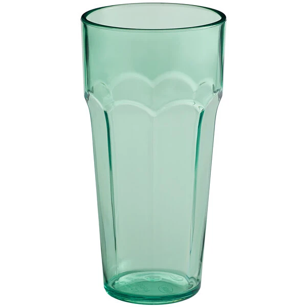 Choice 14 Oz. Green SAN Plastic Paneled Tumbler - 12/Pack 2 Choice 14 Oz. Green SAN Plastic Paneled Tumbler - 12/Pack - Image 2