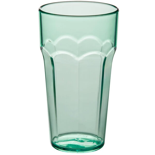 Choice 20 Oz. Green SAN Plastic Paneled Tumbler - 12/Pack 2 Choice 20 Oz. Green SAN Plastic Paneled Tumbler - 12/Pack - Image 2