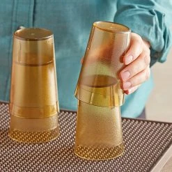 Choice 8 Oz. Amber SAN Plastic Pebbled Tumbler - 12/Pack -Acopa shop 2162847