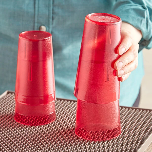 Choice 12 Oz. Red SAN Plastic Pebbled Tumbler - 12/Pack 3 Choice 12 Oz. Red SAN Plastic Pebbled Tumbler - 12/Pack - Image 3