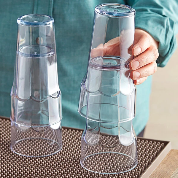 Choice 16 Oz. Clear SAN Plastic Paneled Tumbler - 12/Pack 3 Choice 16 Oz. Clear SAN Plastic Paneled Tumbler - 12/Pack - Image 3