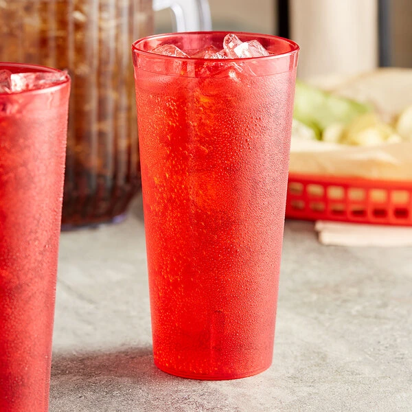 Choice 24 Oz. Red SAN Plastic Pebbled Tumbler - 12/Pack 1 Choice 24 Oz. Red SAN Plastic Pebbled Tumbler - 12/Pack