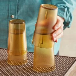 Choice 12 Oz. Amber SAN Plastic Pebbled Tumbler - 12/Pack -Acopa shop 2162985