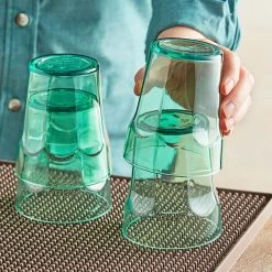 Choice 12 Oz. Green SAN Plastic Paneled Tumbler - 12/Pack -Acopa shop 2162997
