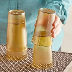Choice 9 Oz. Amber SAN Plastic Pebbled Tumbler - 12/Pack 5 Choice 9 Oz. Amber SAN Plastic Pebbled Tumbler - 12/Pack -Acopa shop 2163165