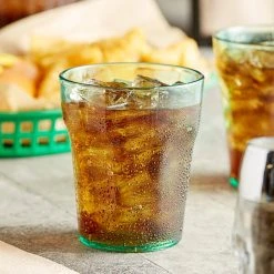 Choice 12 Oz. Green SAN Plastic Paneled Tumbler - 12/Pack