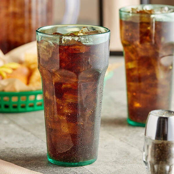 Choice 22 Oz. Green SAN Plastic Paneled Tumbler - 12/Pack 1 Choice 22 Oz. Green SAN Plastic Paneled Tumbler - 12/Pack