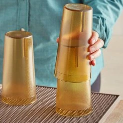 Choice 20 Oz. Amber SAN Plastic Pebbled Tumbler - 12/Pack 5 Choice 20 Oz. Amber SAN Plastic Pebbled Tumbler - 12/Pack -Acopa shop 2163877