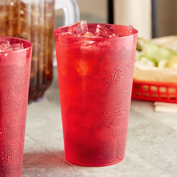 Choice 32 Oz. Red SAN Plastic Pebbled Tumbler - 12/Pack 1 Choice 32 Oz. Red SAN Plastic Pebbled Tumbler - 12/Pack