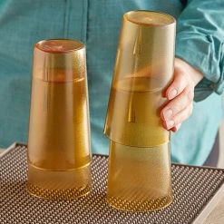 Choice 16 Oz. Amber SAN Plastic Pebbled Tumbler - 12/Pack -Acopa shop 2165208