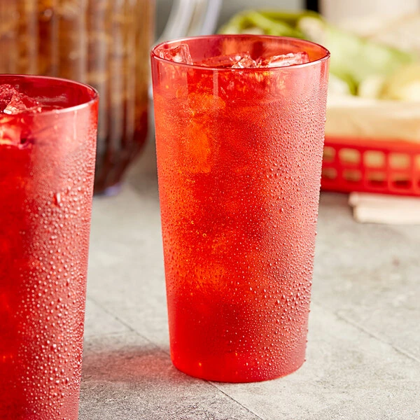 Choice 16 Oz. Red SAN Plastic Pebbled Tumbler - 12/Pack 1 Choice 16 Oz. Red SAN Plastic Pebbled Tumbler - 12/Pack