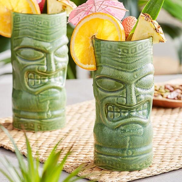 World Tableware 20 Oz. Green Tiki Tumbler - 12/Case 1 World Tableware 20 Oz. Green Tiki Tumbler - 12/Case