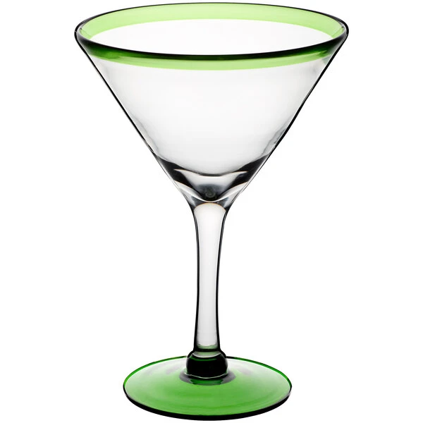 Acopa Tropic 24 Oz. Martini Glass With Green Rim And Base - 12/Case 2 Acopa Tropic 24 Oz. Martini Glass With Green Rim And Base - 12/Case - Image 2