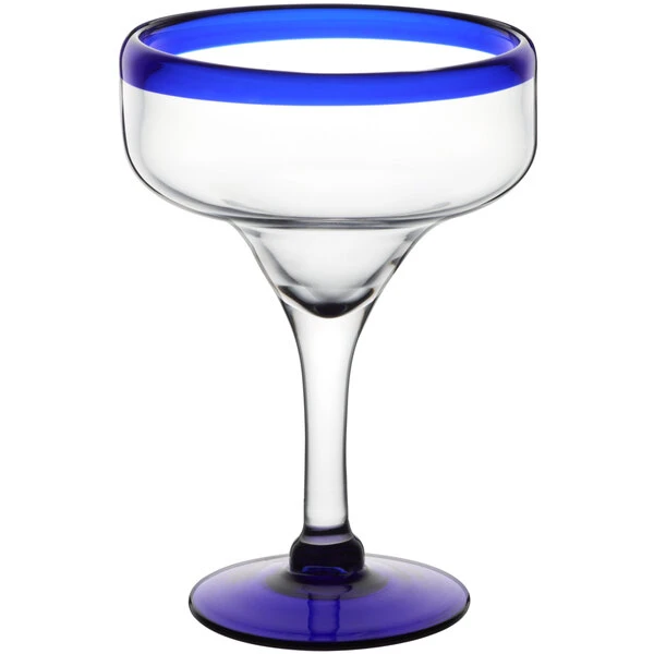 Acopa Tropic 12 Oz. Margarita Glass With Blue Rim And Base - 12/Case 2 Acopa Tropic 12 Oz. Margarita Glass With Blue Rim And Base - 12/Case - Image 2