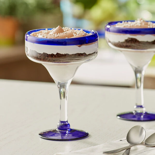 Acopa Tropic 12 Oz. Margarita Glass With Blue Rim And Base - 12/Case 3 Acopa Tropic 12 Oz. Margarita Glass With Blue Rim And Base - 12/Case - Image 3