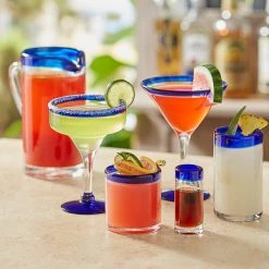 Acopa Tropic 12 Oz. Rocks / Old Fashioned Glass With Blue Rim - 12/Case 6 Acopa Tropic 12 Oz. Rocks / Old Fashioned Glass With Blue Rim - 12/Case -Acopa shop 2482620