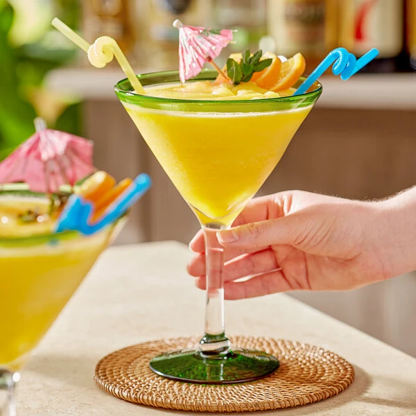 Acopa Tropic 24 Oz. Martini Glass With Green Rim And Base - 12/Case 1 Acopa Tropic 24 Oz. Martini Glass With Green Rim And Base - 12/Case