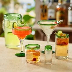 Acopa Tropic 16 Oz. Cooler Glass With Green Rim - 12/Case -Acopa shop 2483356