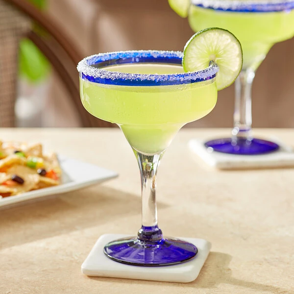 Acopa Tropic 12 Oz. Margarita Glass With Blue Rim And Base - 12/Case 1 Acopa Tropic 12 Oz. Margarita Glass With Blue Rim And Base - 12/Case