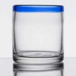 Libbey 92302 Aruba 12 Oz. Customizable Rocks / Old Fashioned Glass With Cobalt Blue Rim - 12/Case -Acopa shop 850572